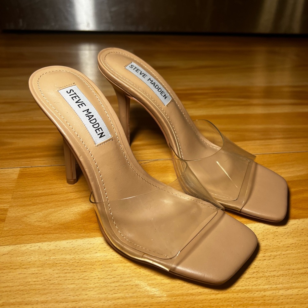 Steve Madden Nude Clear Strap Heels